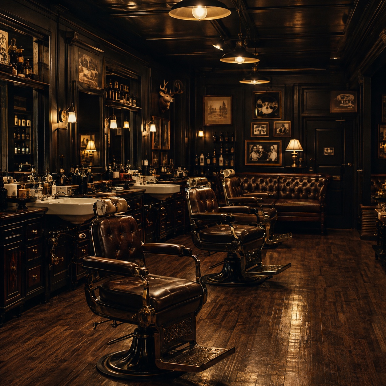 Referência visual de ambiente interno de barbearia